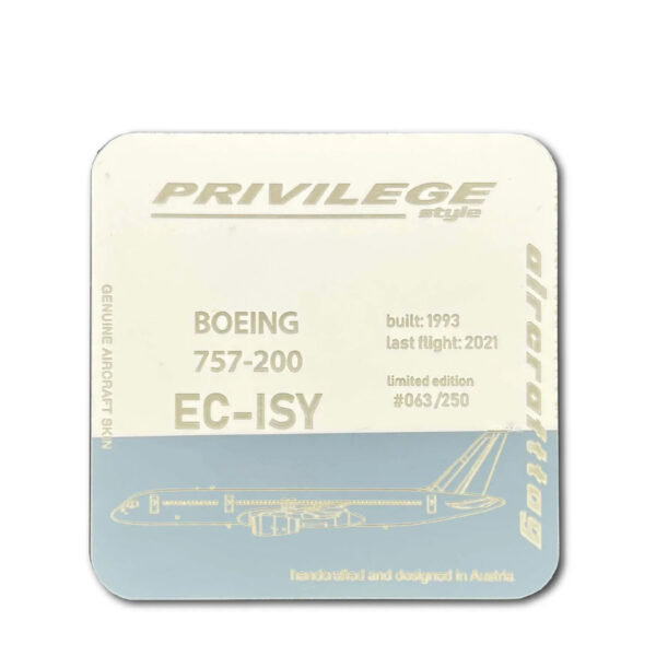 Aircrafttag Untersetzer Coaster Boeing 757 Privilege Style Grau