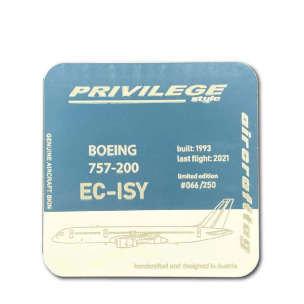 Aircrafttag Untersetzer Coaster Boeing 757 Privilege Style Weiß Grau