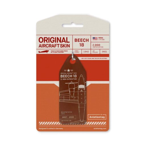 Aviationtag Beech 18 Braun