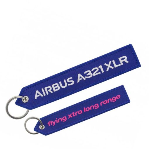 Airbus Schlüsselanhänger A321 XLR blau, Stickerei Keyring