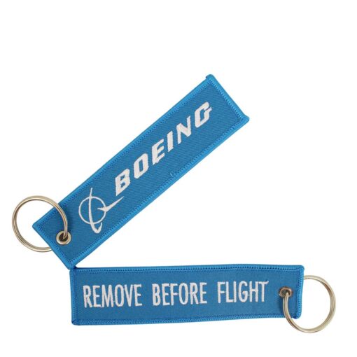 Boeing Schlüsselanhänger Remove before flight hellblau