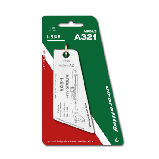 Aircrafttag A321 Alitalia I-BIXR weiß/white Schlüsselanhänger