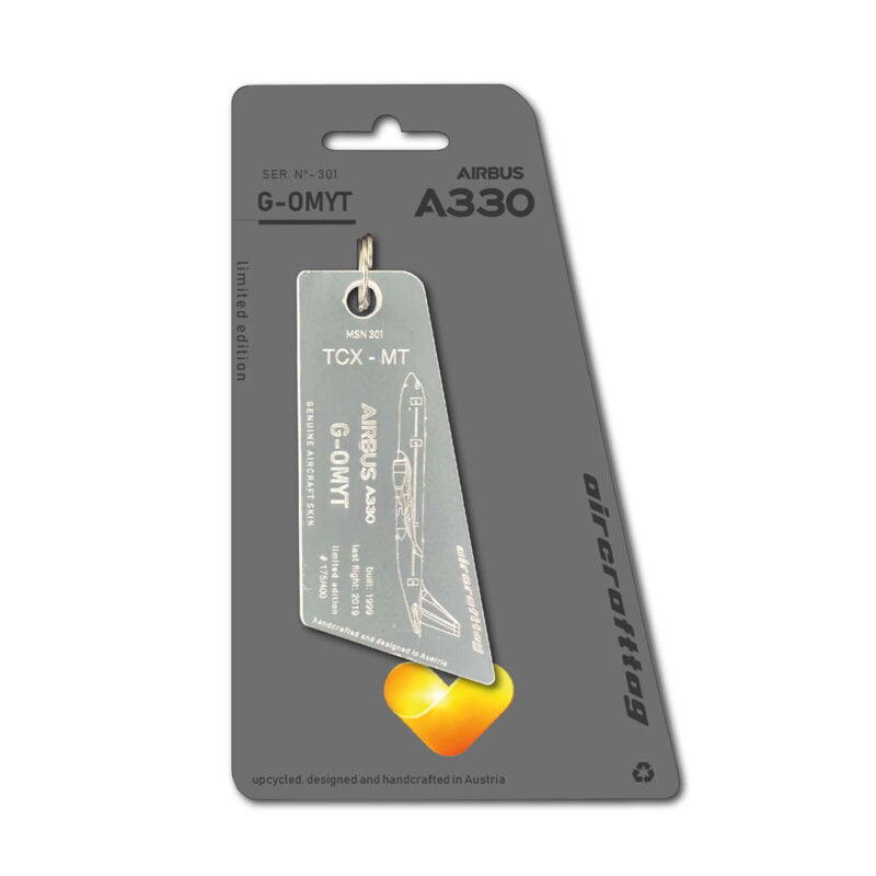 Aircrafttag A330 Thomas Cook G-OMYT dunkelgrau darkgrey Schlüsselanhänger