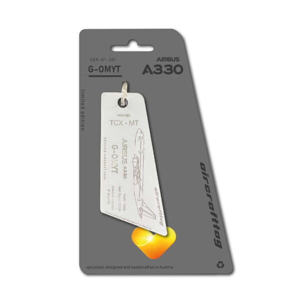 Aircrafttag A330 Thomas Cook G-OMYT hellgrau lightgrey Schlüsselanhänger