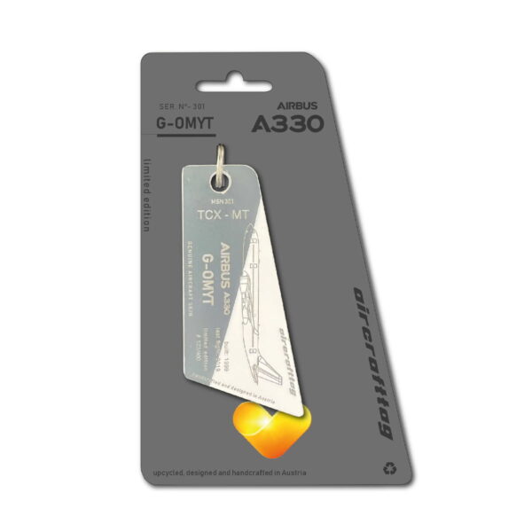 Aircrafttag A330 Thomas Cook G-OMYT Schlüsselanhänger bicolor Weiß Grau