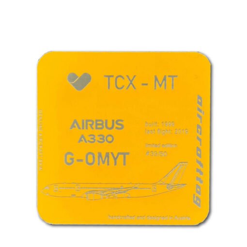 Aircrafttag Coaster Airbus A330 Thomas Cook G-OMYT Yellow/Yellow