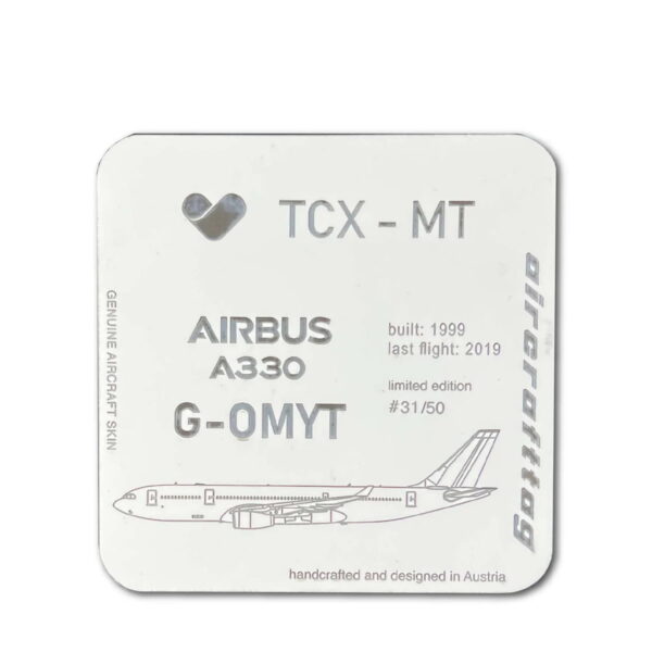 Aircrafttag Coaster Airbus A330 Thomas Cook G-OMYT weiß white