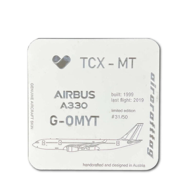 Aircrafttag Coaster Airbus A330 Thomas Cook G-OMYT weiß white