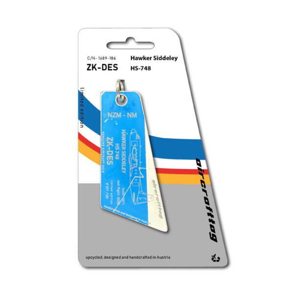Aircrafttag Hawker Siddeley ZK-DES HS748 blue-white blau-weiß Mount Cook Airline History Collection