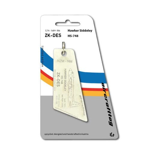 Aircrafttag Hawker Siddeley ZK-DES HS748 grey grau Mount Cook Airline History Collection