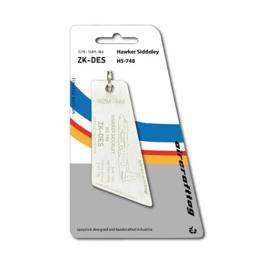 Aircrafttag Hawker Siddeley ZK-DES HS748 white weiß Mount Cook Airline History Collection