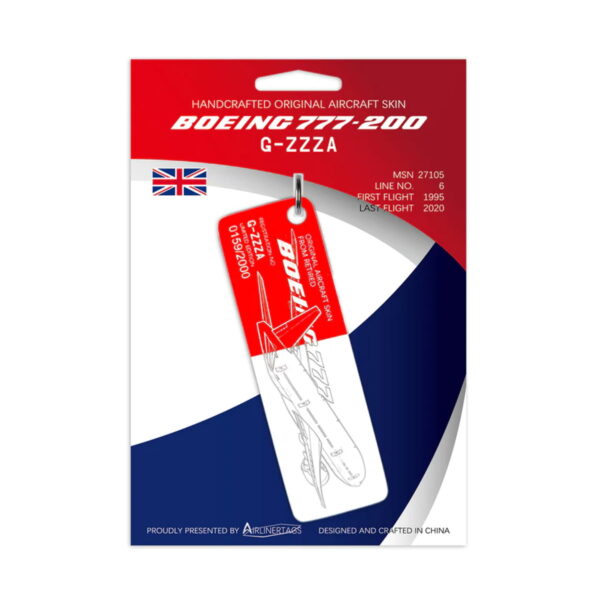 Airlinertag B777-200 G-ZZZA British Airways bicolor rot-weiß
