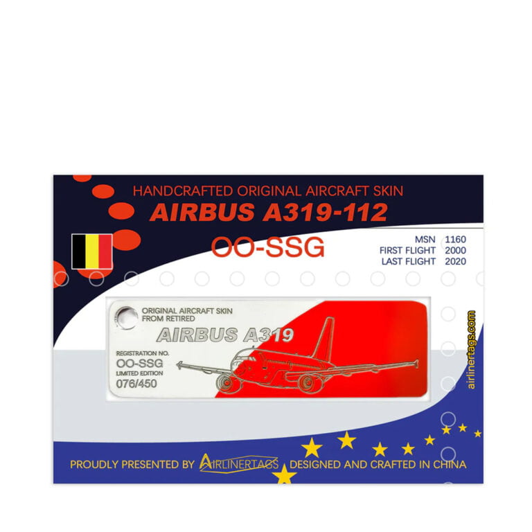 Airlinertags Airbus A319-112 OO-SSG Brussels rot weiß