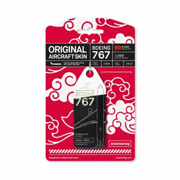 Aviationtag Shanghai Airlines Boeing 767 bicolor schwarz weiß