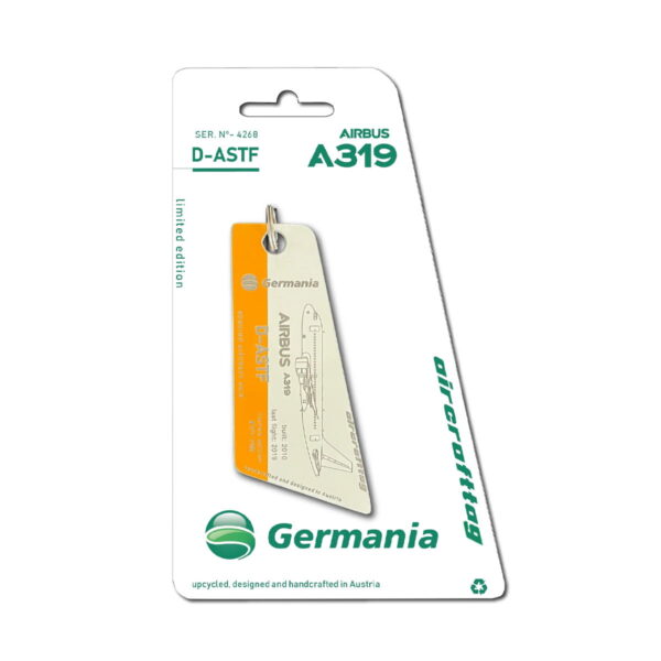 Aircrafttag Germania A319 D-ASTF bicolor flagge