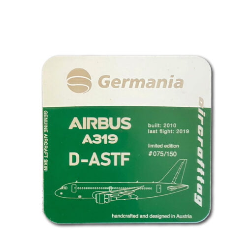 Aircrafttag Untersetzer Germania A319 D-ASTF bicolor