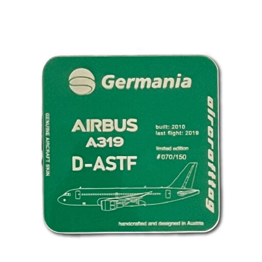 Aircrafttag coaster Germania A319 D-ASTF dark green