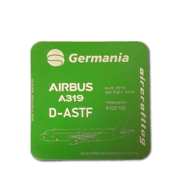 Aircrafttag Untersetzer Germania A319 D-ASTF hellgrün
