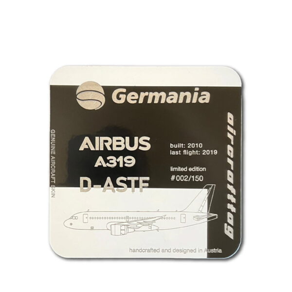 Aircrafttag Untersetzer Germania A319 D-ASTF registration