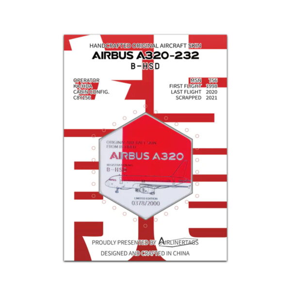 Airlinertags Dragonair A320 B-HSD Bicolor rot Sechseckig