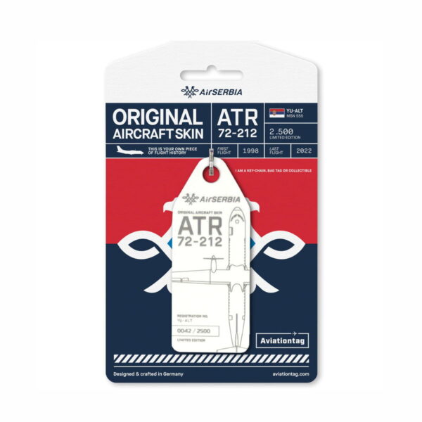 Aviationtag Air Serbia ATR YU-ALT weiß, white