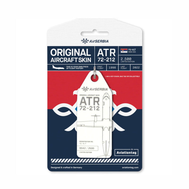 Aviationtag Air Serbia ATR YU-ALT weiß, white