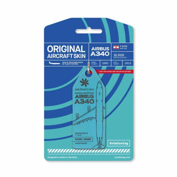 Aviationtag Air Tahiti Nui A340 F-OJTN hellblau
