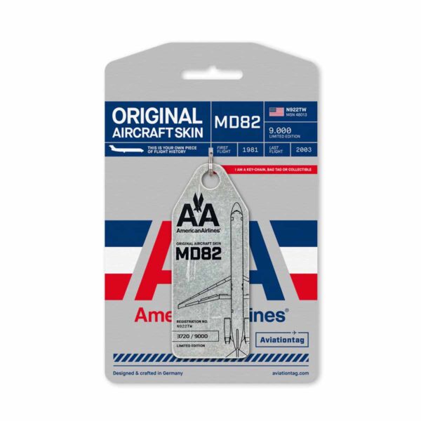 Aviationtag American Airlines MD82 N922TW silber