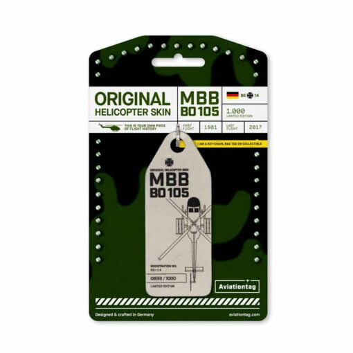 Aviationtag Bundeswehr BO 105 86+14 grau silber