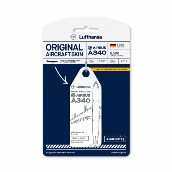 Aviationtag Lufthansa A340 D-AIHR weiß