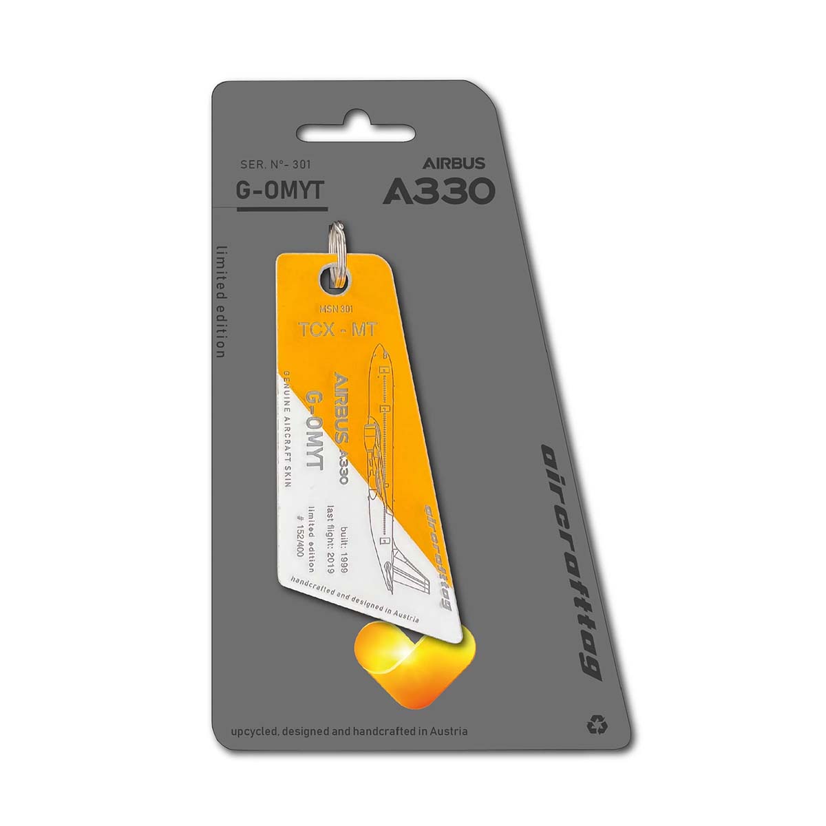 Aircrafttag Thomas Cook A330 G-OMYT bicolor gelb – Bild 1