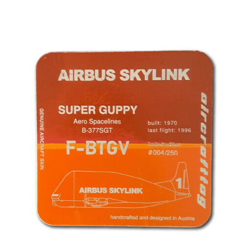 Aircrafttag Untersetzer Super Guppy F-BTGV Bicolor Rot Orange