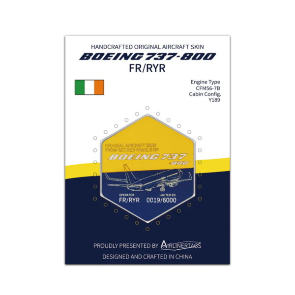 Airlinertags Boeing 737 Ryanair Bicolour Blau Gelb Sechseckig