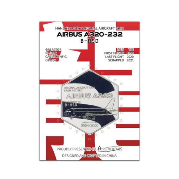 Airlinertags Dragonair A320 B-HSD Bicolor schwarz Schrift Sechseckig