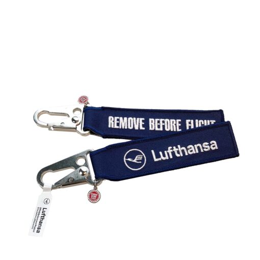 Remove Before Flight Flugzeug Karabiner Schlüsselanhänger Lufthansa blau