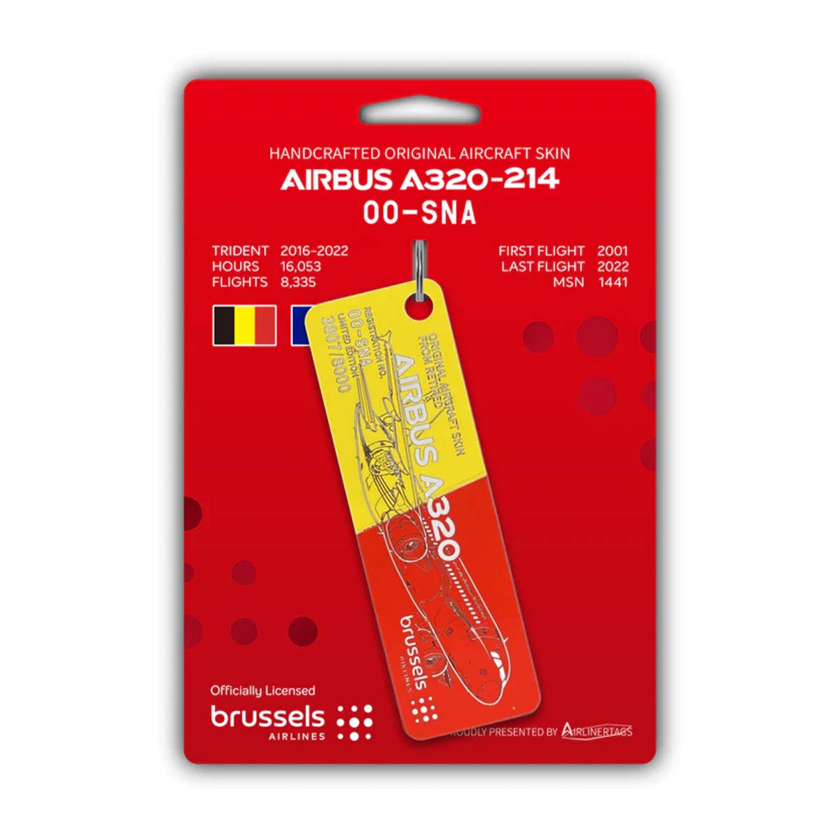 Airlinertags Brussels Airlines A320 OO-SNA bicolor gelb/rot – Bild 1