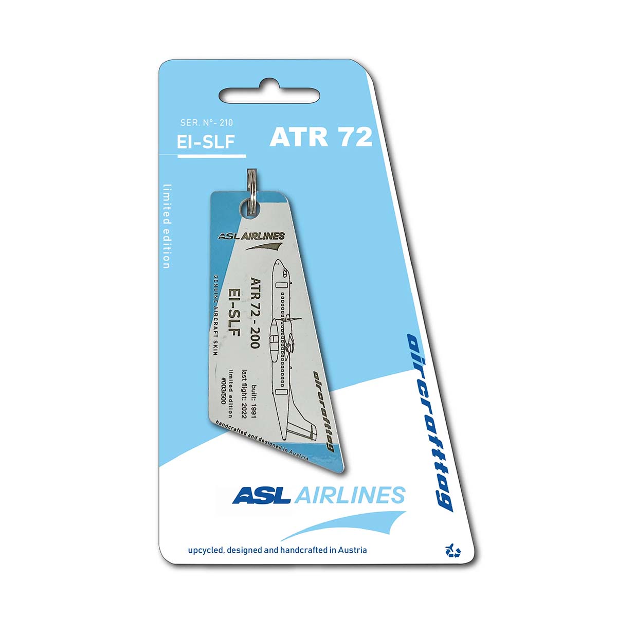 Aircrafttag ASL Airlines ATR 72 EI-SLF bicolor hellblau – Bild 1