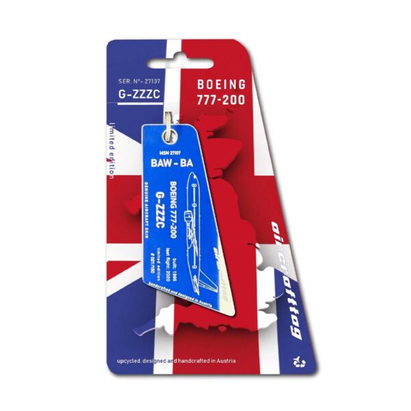 Aircrafttag British Airways Boeing 777 G-ZZZC mini bicolor blau