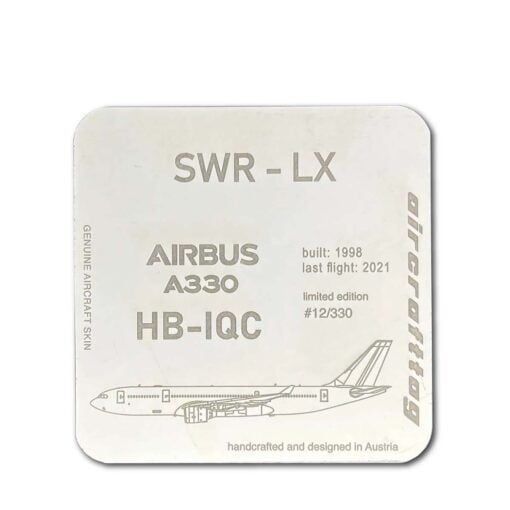 Aircrafttag Untersetzer Swiss A330 HB-IQC weiß