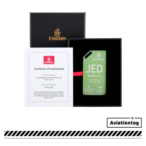 Aviationtag Emirates A380 A6-EDA silber (JED)