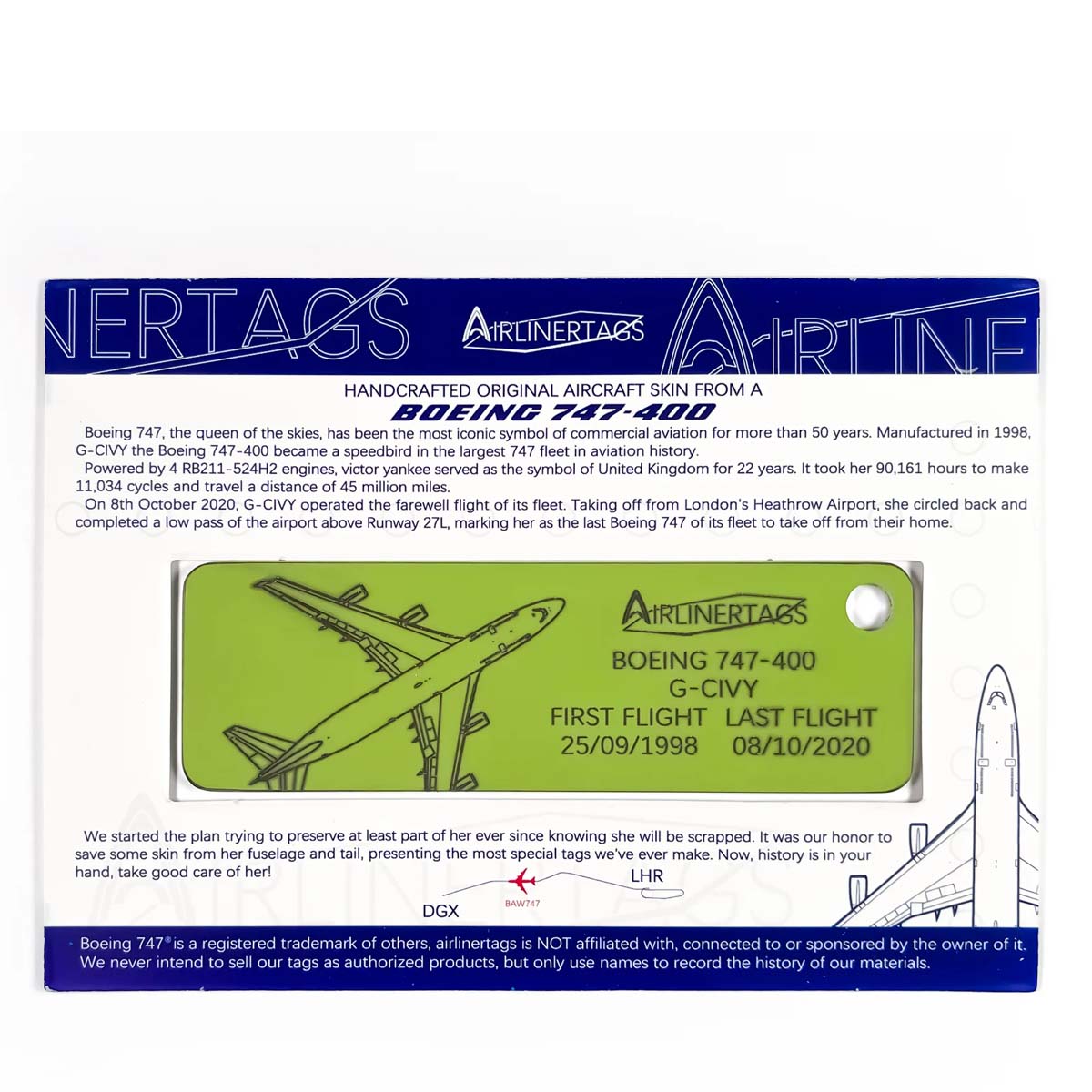 Airlinertags British Airways Boeing 747 G-CIVY bicolor rot – Bild 2