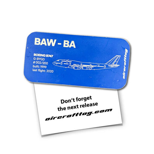 Aircrafttag Magnet British Airways Boeing 747 G-BYGD blau