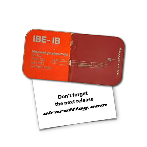 Aircrafttag Magnet Iberia MD 88 EC-FOZ rot orange