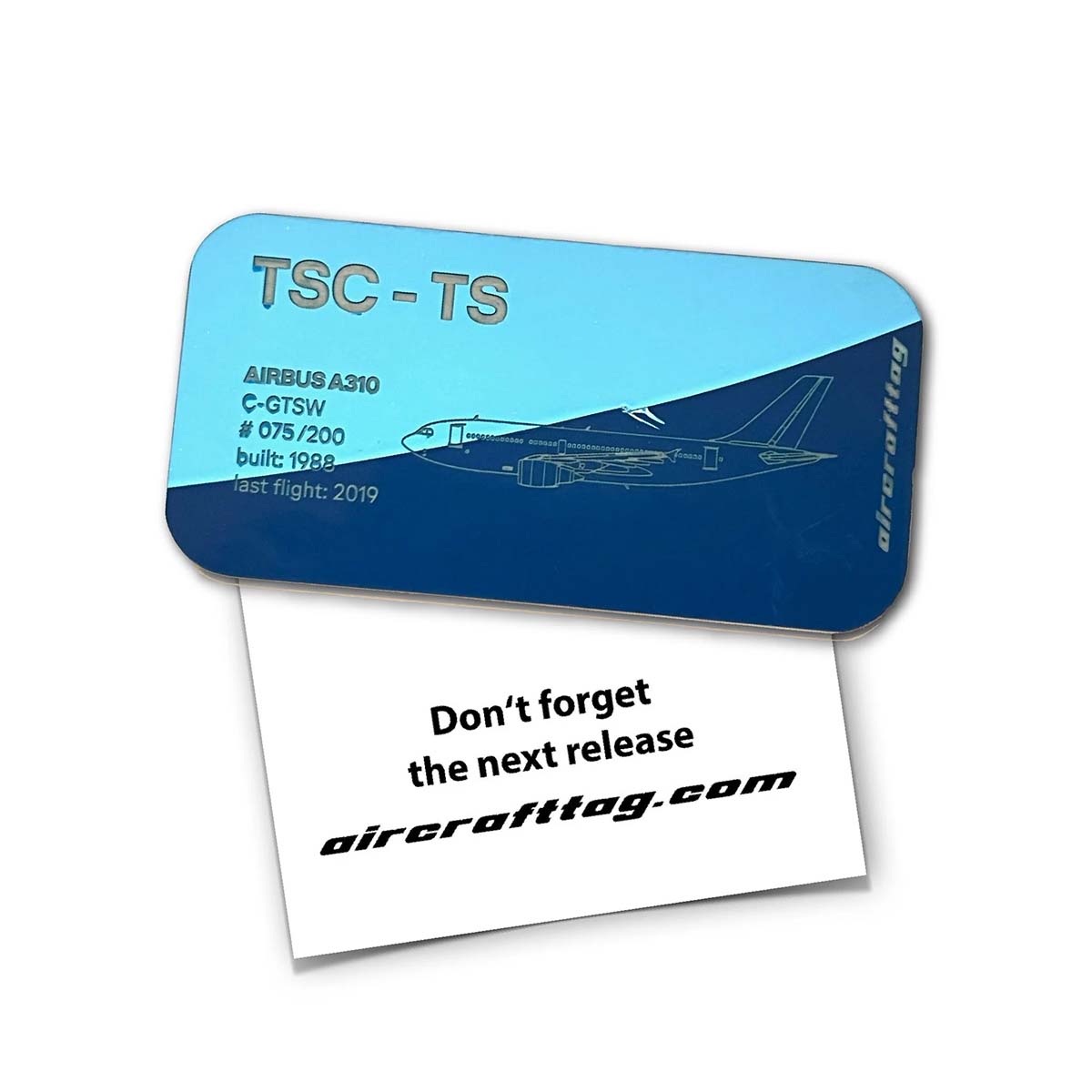 Aircrafttag Magnet Air Transat A310 C-GTSW bicolor blau – Bild 1