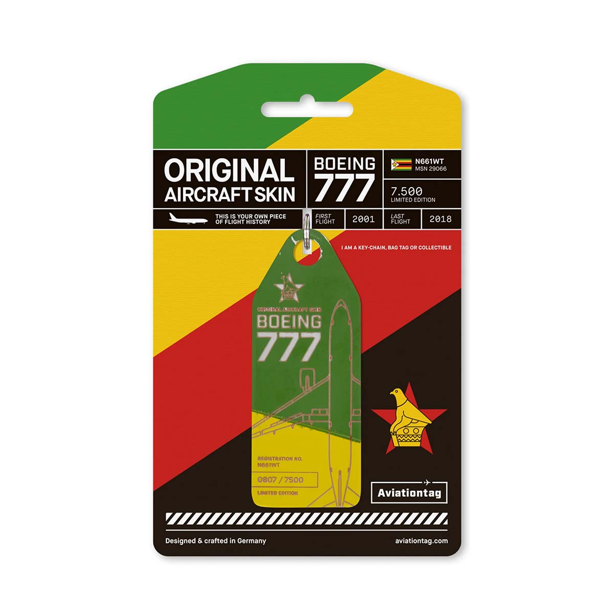 Aviationtag Air Zimbabwe Boeing 777 N661WT bicolor – Bild 1