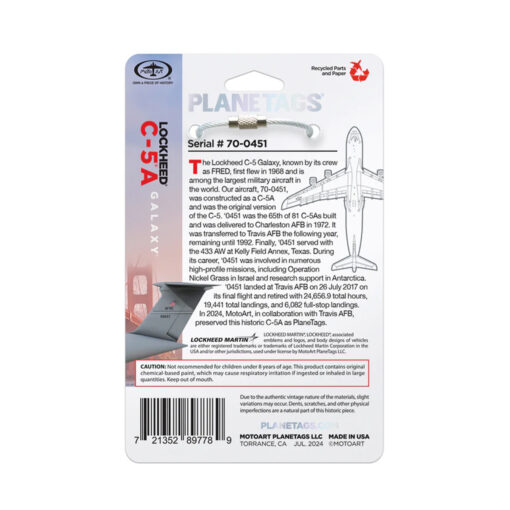 PlaneTags US Air Force C-5A Galaxy 70-0451 grau – Bild 2