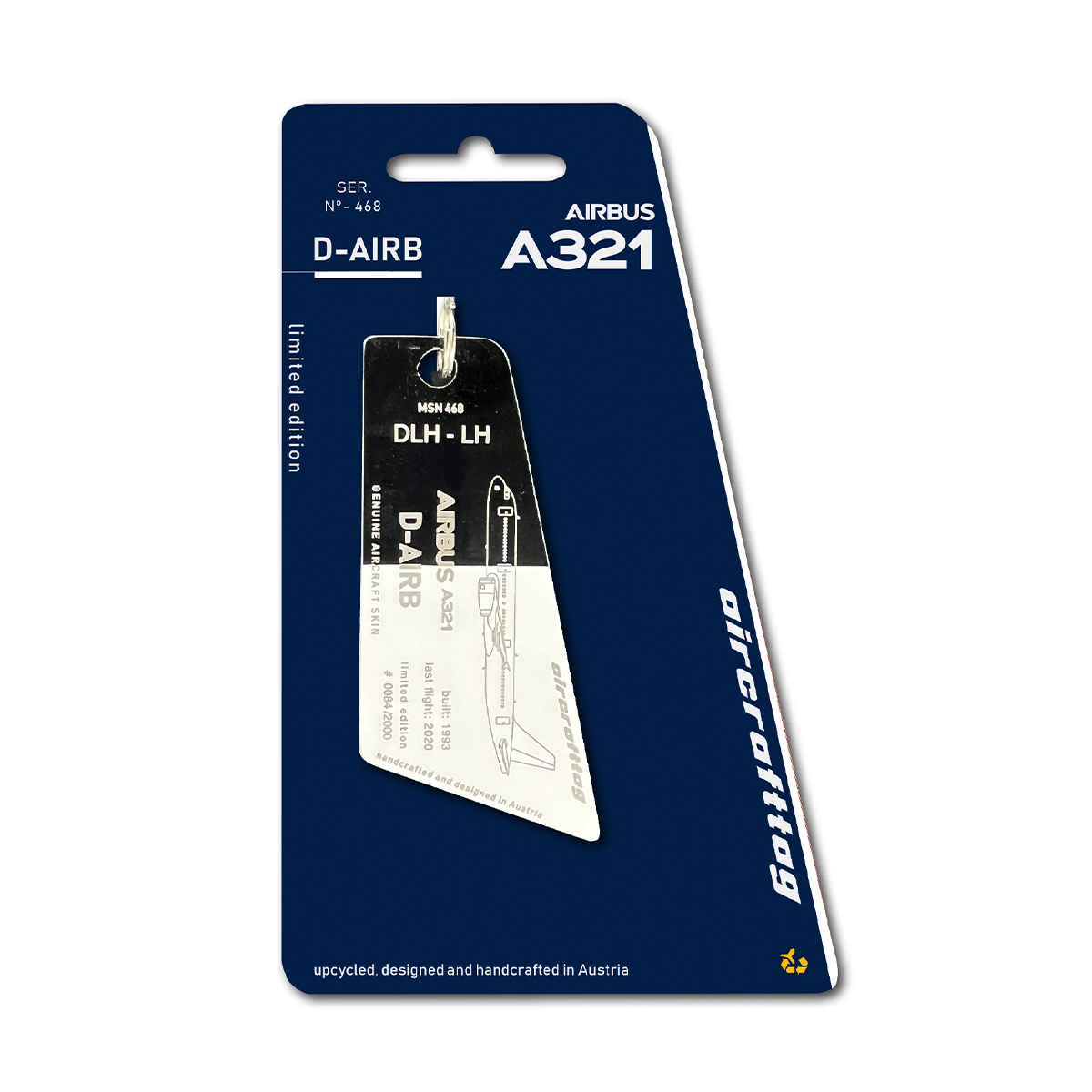 aircrafttag-lufthansa-a321-d-airb-flagge-schwarz Aircrafttag Lufthansa A321 D-AIRB bicolor flagge – Bild 1