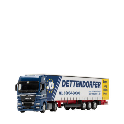 Herpa 1:87 MAN TGX GX Gardinenplanen-Sattelzug 15m „Dettendorfer“ 315920 – Bild 3