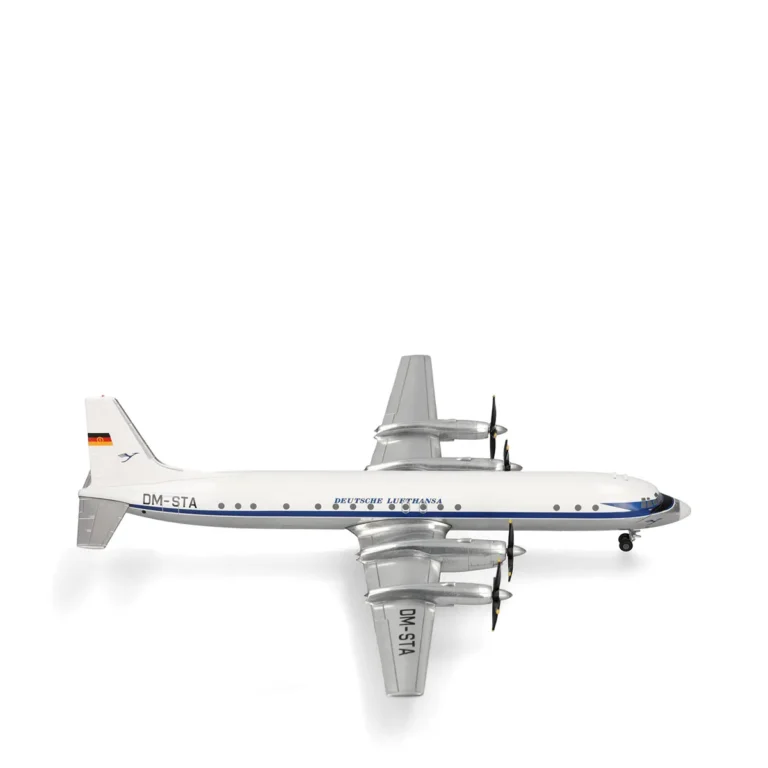 Herpa 573689 Deutsche Lufthansa Ilyushin IL-18 - DM-STA Flugzeugmodell 1:200 Metall