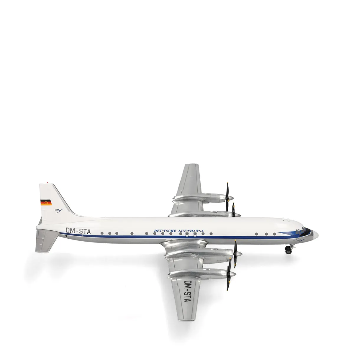 herpa-573689-lufthansa-ilyushin-il-18-dm-sta-flugzeugmodell-1-200 Herpa 573689 Deutsche Lufthansa Ilyushin IL-18 - DM-STA Flugzeugmodell 1:200 Metall